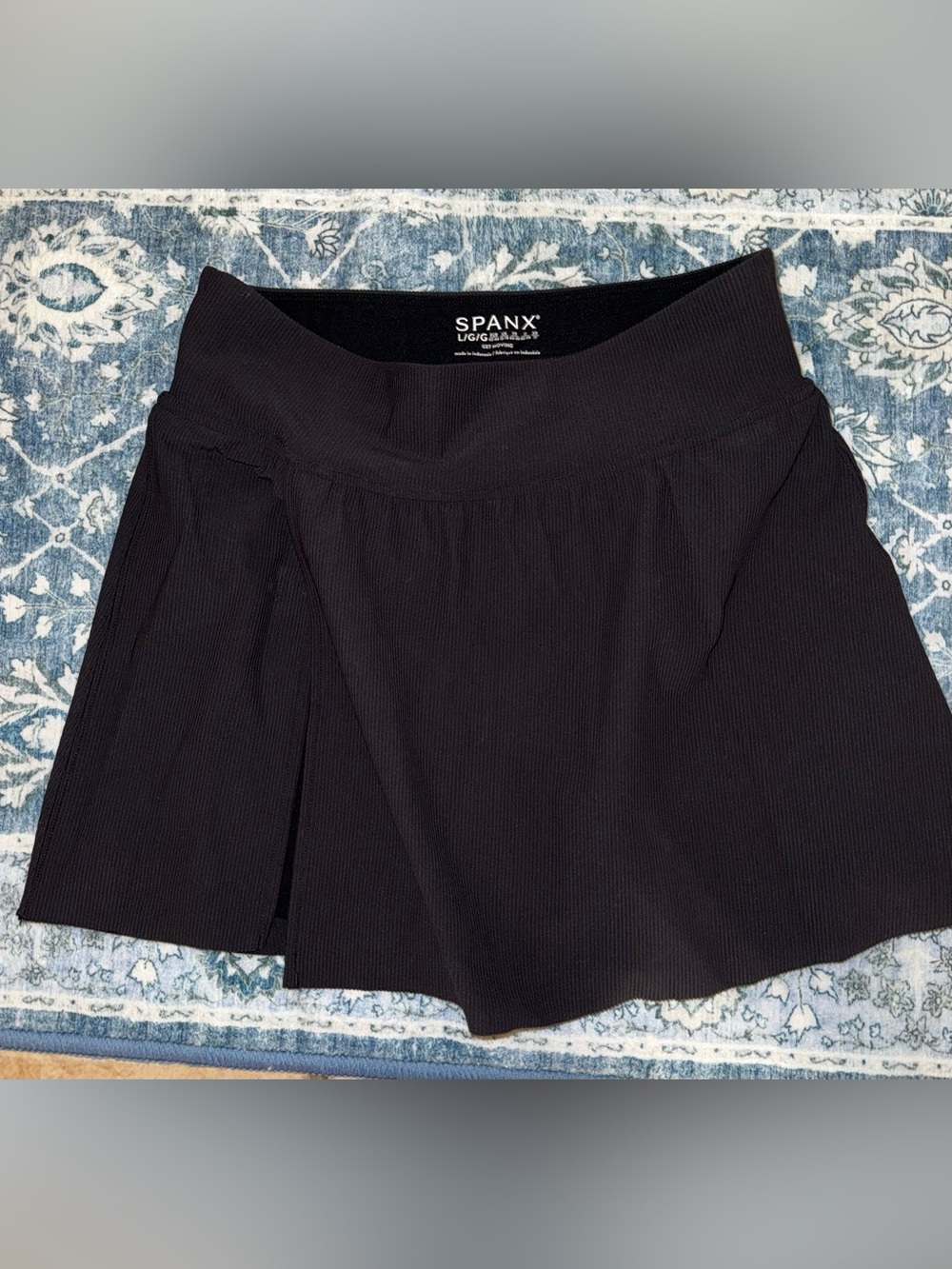 SPANX Black Ribbed A-Line Skort